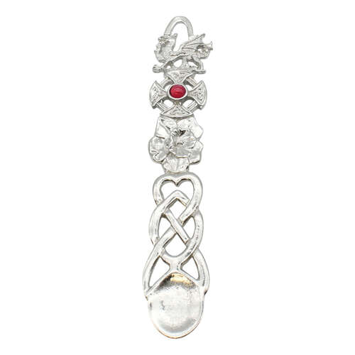 XCSWL115S Bright Pewter Pink Stone Celtic Lovespoon