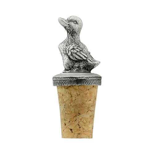 XCSBS005 English Made Pewter Duck Looking Up Bottle Stopper