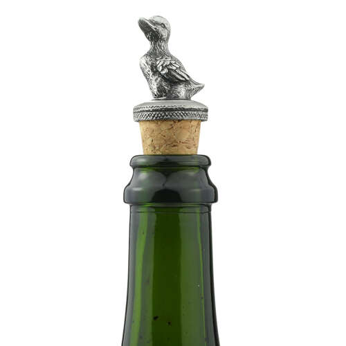 XCSBS005 English Made Pewter Duck Looking Up Bottle Stopper