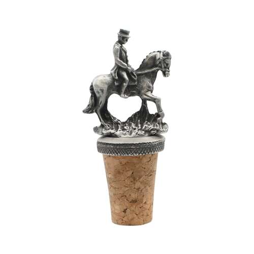 XCSBS011 English Made Pewter Horse & Rider Bottle Stopper