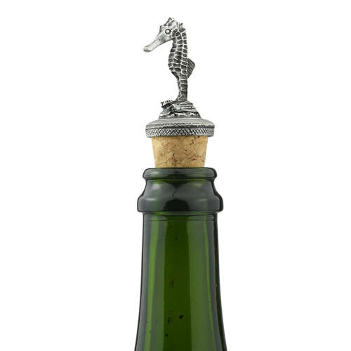 XCSBS004 English Made Pewter Sea Horse Bottle Stopper