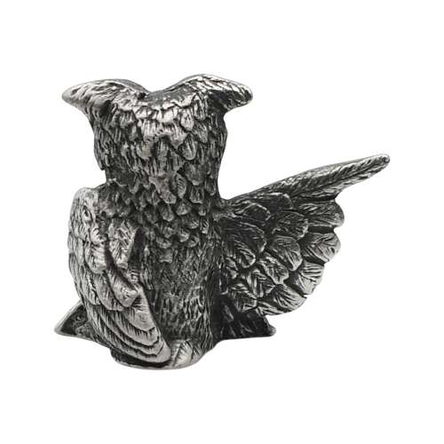 XCSORN001 English Made Pewter Owl Wing Out Figurine Ornament