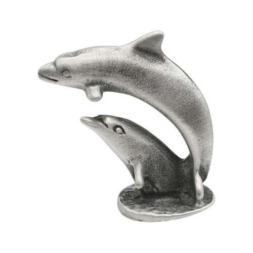 XCSORN023 English Made Pewter Dolphin Double Figurine Ornament