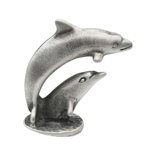 XCSORN023 English Made Pewter Dolphin Double Figurine Ornament