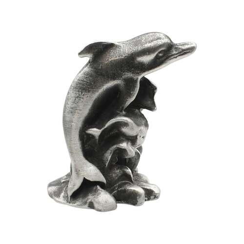 XCSORN028 English Made Pewter Dolphin Splash Figurine Ornament