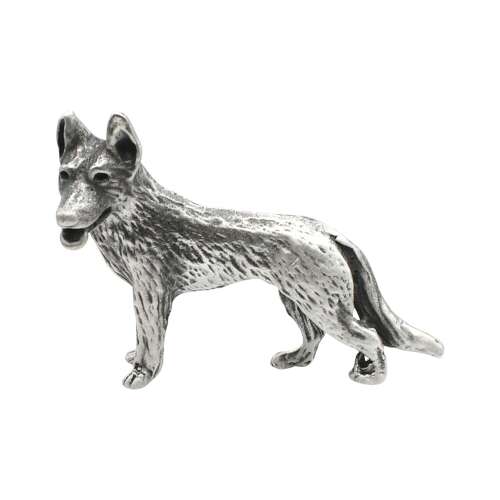 XCSORN045 English Made Pewter German Shepherd Standing Figurine Ornament