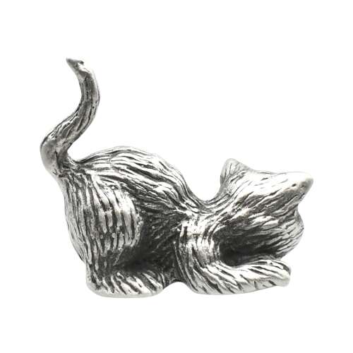 XCSORN047 English Made Pewter Long Tail Playful Cat Figurine Ornament