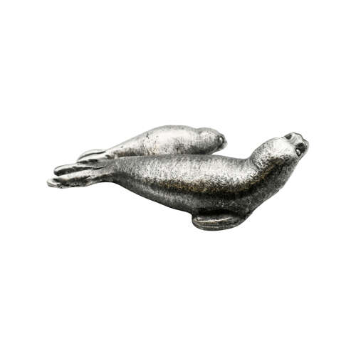 XCSORN057 English Made Pewter Seal & Pup Figurine Ornament