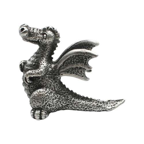 XCSORN067 English Made Pewter Sitting Dragon Figurine Ornament