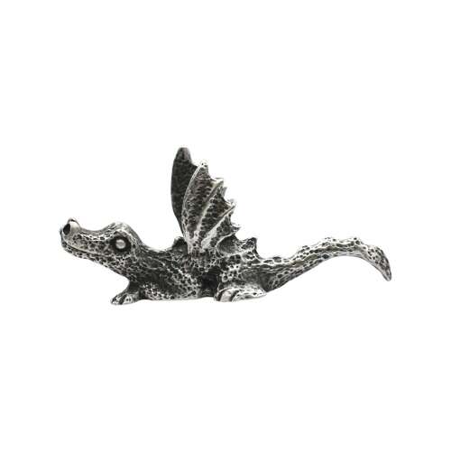 XCSORN068 English Made Pewter Laying Dragon Figurine Ornament