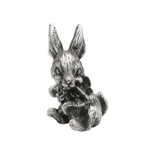 XCSORN082 English Made Pewter Rabbit with Flowers Figurine Ornament