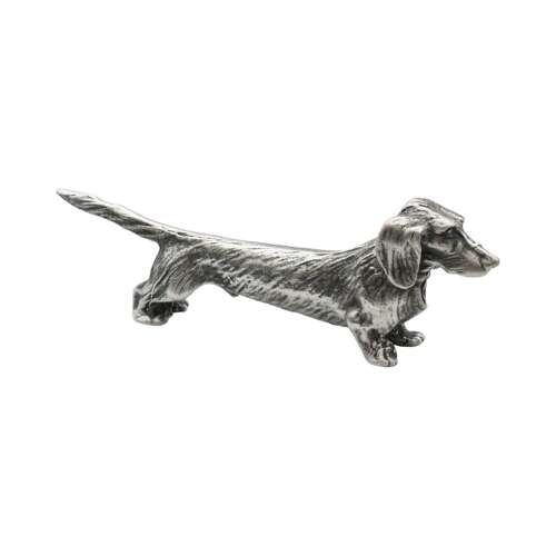 XCSORN089 English Made Pewter Long Hair Dachshund Figurine Ornament