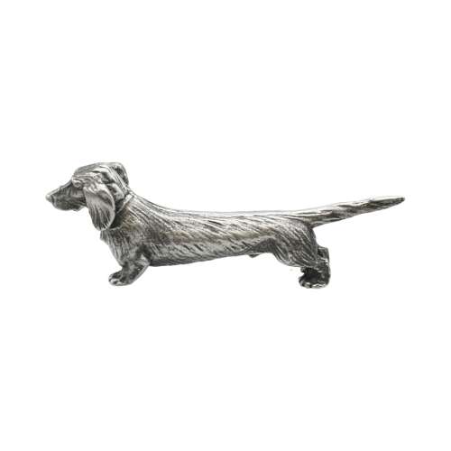 XCSORN089 English Made Pewter Long Hair Dachshund Figurine Ornament