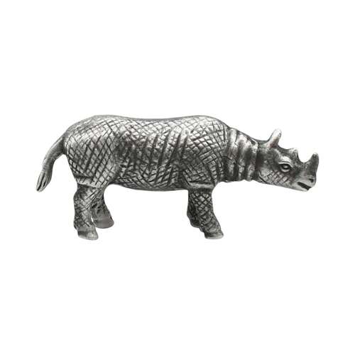 XCSORN096 English Made Pewter Asian Rhino Figurine Ornament