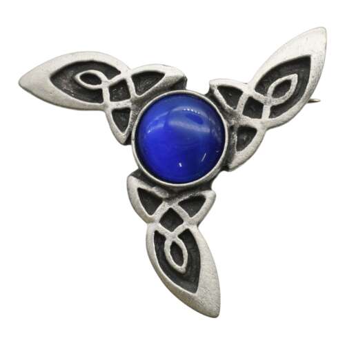 XDHBR0178 Blue Stone Celtic Brooch