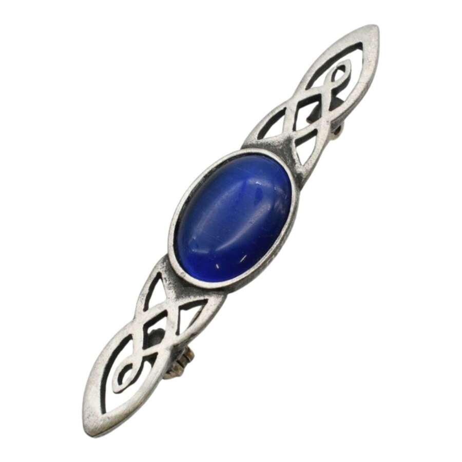 XDHBR0148 Celtic Twist Blue Stone Brooch