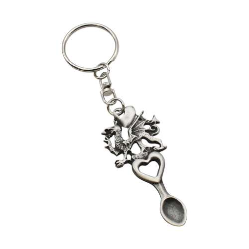 XCSKL002 Welsh Dragon & Heart Lovespoon Keyring