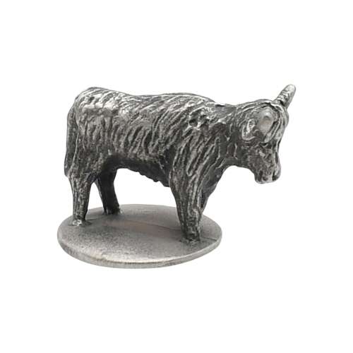 XDHORN0918 English Made Pewter Heilan Cow Ornament