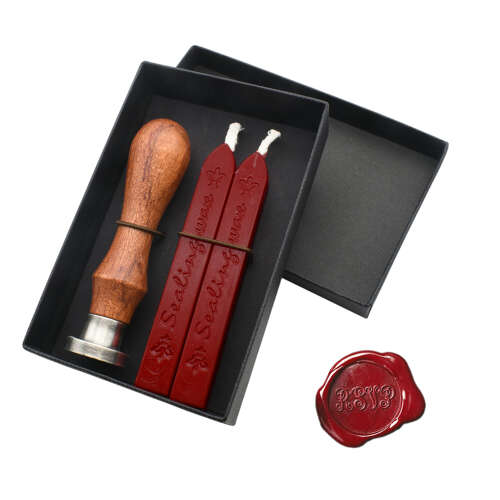 XDHWS031 Pewter RSVP Wax Seal With Wooden Handle & Wax Sticks