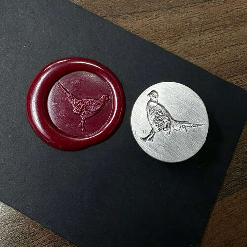XDHWS030 Pewter Pheasant Wax Seal With Wooden Handle & Wax Sticks