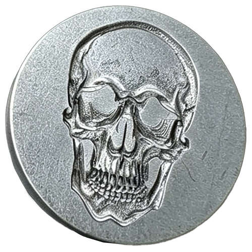 XDHWS029 Pewter Skull Wax Seal With Wooden Handle & Wax Sticks