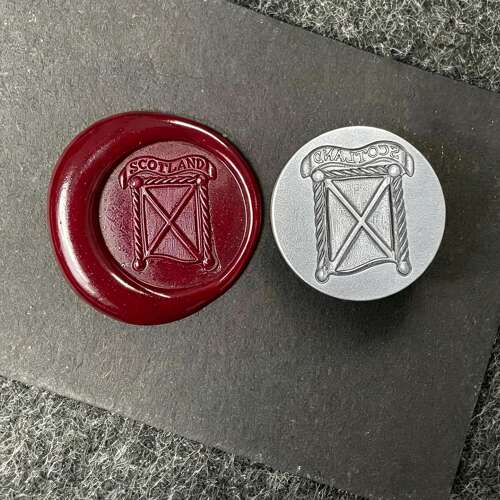 XDHWS026 Pewter Scotland Saltire Flag Wax Seal With Wooden Handle & Wax Sticks