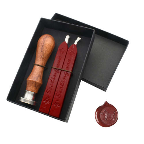 XDHWS025 Pewter Scottie Dog Wax Seal With Wooden Handle & Wax Sticks