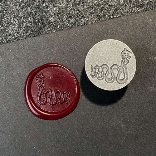 XDHWS023 Pewter Nessie Wax Seal With Wooden Handle & Wax Sticks