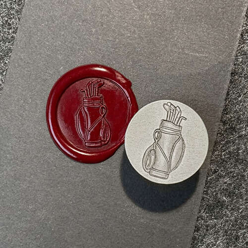 XDHWS029 Pewter Golf Bag Wax Seal With Wooden Handle & Wax Sticks