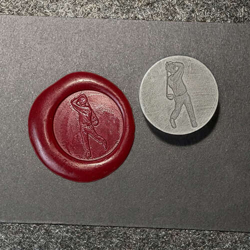 XDHWS017 Pewter Golfer Wax Seal With Wooden Handle & Wax Sticks
