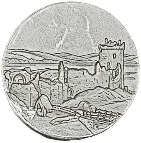 XDHWS016 Pewter Urquhart Castle Wax Seal With Wooden Handle & Wax Sticks
